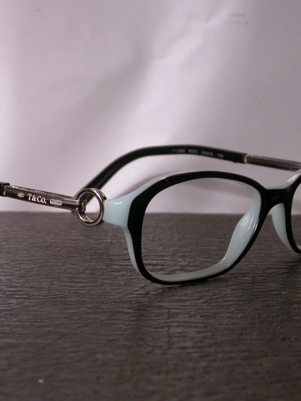 Authentic Tiffany Black Blue and Chrome Ring Eyeglasses Frames Made in Italy